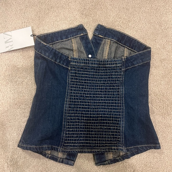 NWT ZARA Strapless TRF Denim Corset Top XS - Picture 5 of 9